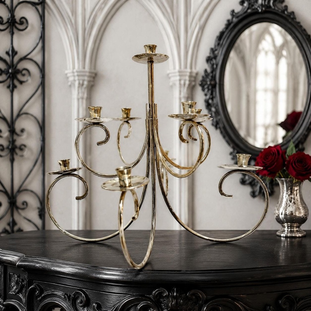 Vintage Mid Century Modern Silver Plated Candelabra Asymmetrical Multi Branch
